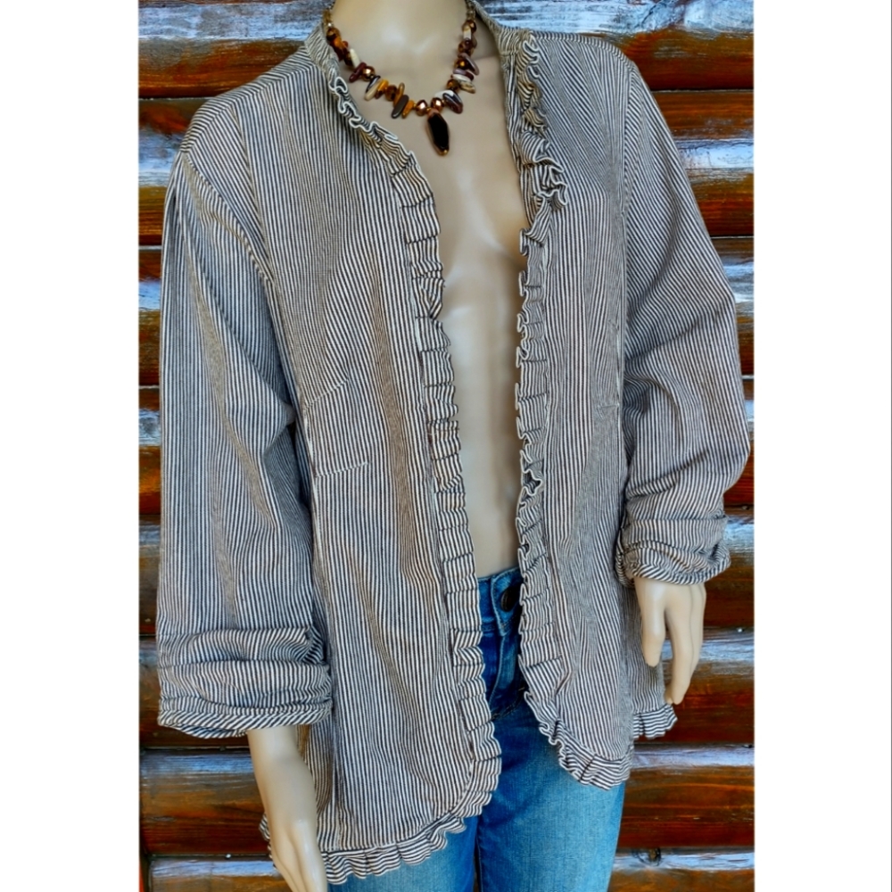 Live a Little Ruffled Striped Jacket - Picture 2 of 7